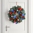 thumbnail image 4 of TOPRenddon Independence Day Wreath Door Hanging Basket, Patriotic Red White Blue Flower Vine Decoration for Front Porch, 4th of July Memorial Day Outdoor Indoor Wall Home Festive Decor, 4 of 9