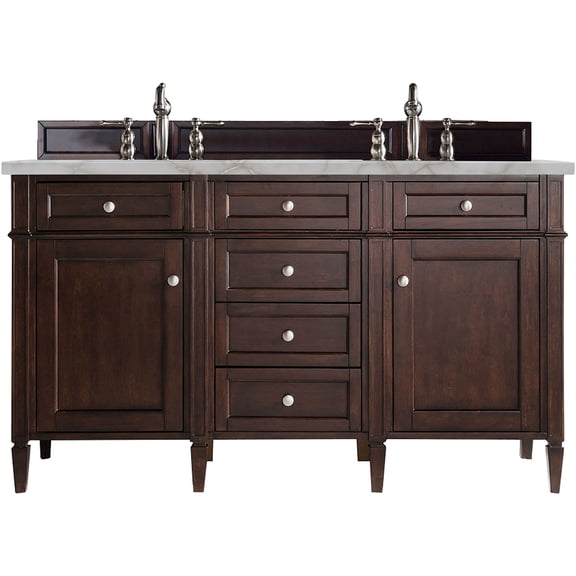 James Martin Vanities 650-V60D-BNM-FVSL Brittany 60" Free Standing Double Basin Poplar