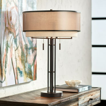 Franklin Iron Works Industrial Table, Picket Oil Rubbed Bronze Table Lamp With Usb Portico