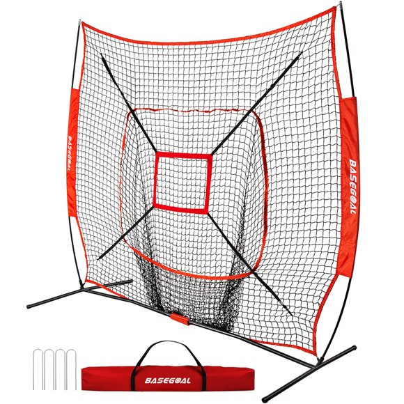 Red de práctica de béisbol y sóftbol BaseGoal 213x213 cm con zona de strike