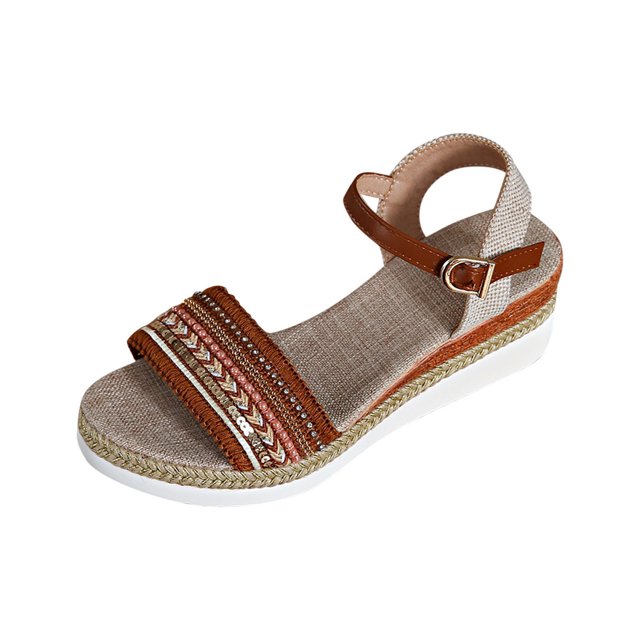 VEKDONE Sandales à Enfiler pour Femmes Mode Décontractée Été Nouveau Style Bouche de Poisson Talon Compensé Semelle Épaisse