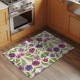 thumbnail image 3 of Summer Pink Purple Flower Washable Small Entryway Area Rugs 2'x3', Vintage Country Watercolor Floral Green Leaf Low Pile Throw Rug Non-Slip Sturdy Edge Binding Carpet for Front Door Floor Room Entry, 3 of 9