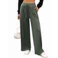thumbnail image 3 of Pantalones Deportivos de Pierna para Mujer, Cintura Alta, Holgados y con Cordón Ajustable Verde M, 3 of 9