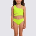 thumbnail image 2 of Yindaity Girls' Swimwear Girls Swimsuits 2 Piece Bikinis Set Colorblock Bathing Suits Cross Strap Girls' Swimwear(Green,9-10 Years), 2 of 8