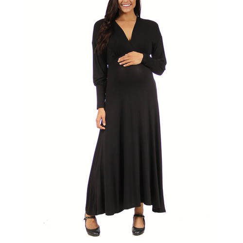 Women's Maternity Long Sleeve Empire Maxi Dress