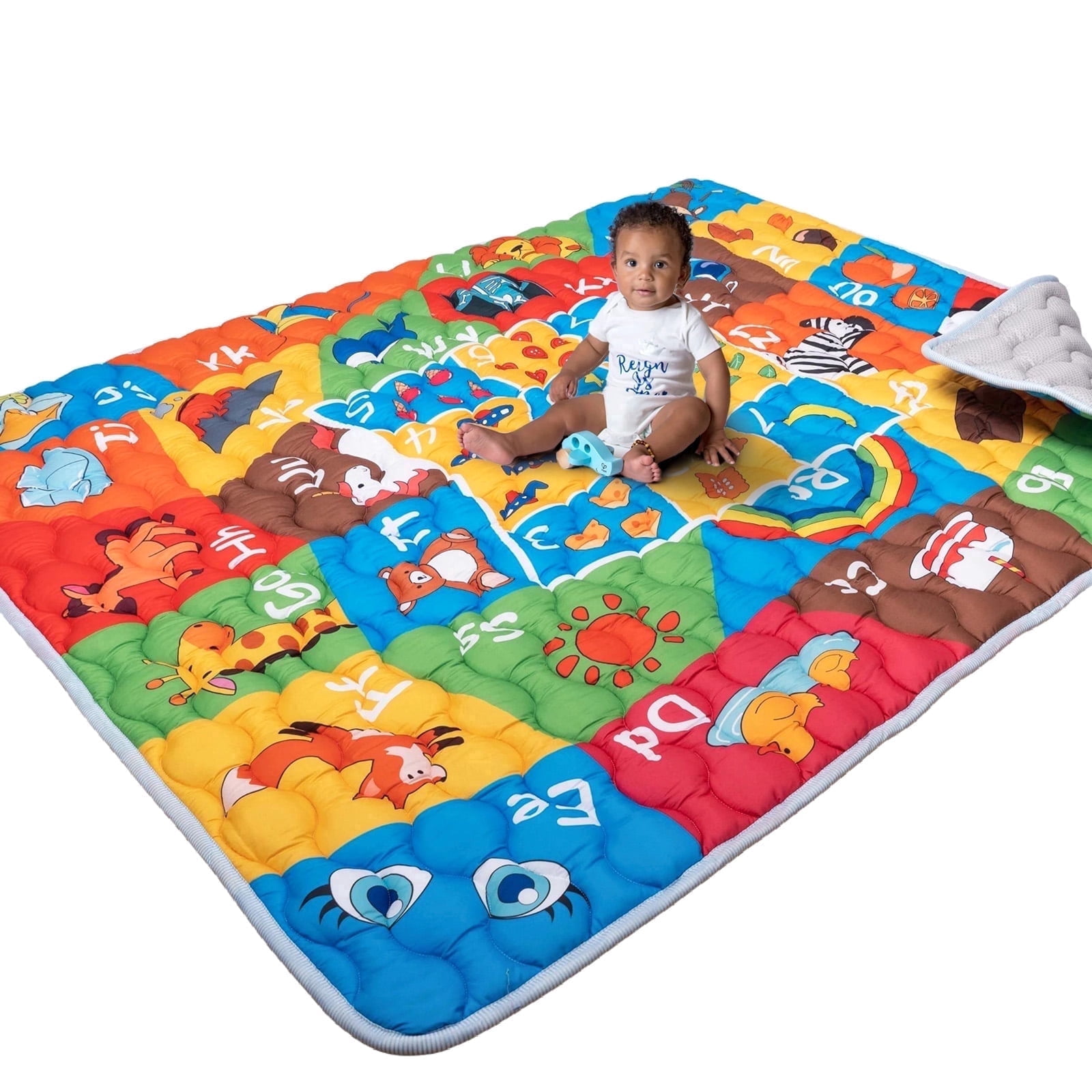 Beavtaens Baby Play Mat, Thickened Playmat Fits 71" x 59" Playpen, Upgraded Non-Slip, Soft for Infants, Alphabet