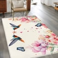 thumbnail image 2 of Pink Flower Area Rugs 2.7'x5', Small Throw Rugs for Kitchen Bedroom, Spring Floral Butterflies Birds Elegant Farmhouse Indoor Outdoor Rug Non-Slip Low Pile Carpet Runner Reversible Floor Mats, 2 of 8