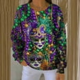 thumbnail image 4 of NuoCaiYun Women Mardi Gras Sweatshirts Carnival Long Sleeve Pullover Fashionable Purple Yellow Green Tops, 4 of 6