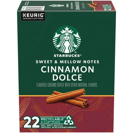 Starbucks Cinnamon Dolce Naturally Flavored Coffee  Keurig K-Cup Single Serve Coffee Pods  22 Count