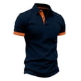 thumbnail image 4 of LEKWK T-Shirts for Men Short Sleeve Collared Slim Fit Tees Breathable Soft Fabric Contrast Trim Button Placket Casual Shirt Workout Athletic Golf Daily Wear Navy XXXL, 4 of 6
