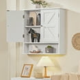 thumbnail image 2 of Bathroom Wall Cabinet, Bathroom Cabinet with Barn Doors & Adjustable Shelf, Farmhouse Medicine Cabinet for Bathroom, Laundry Room, White, 2 of 7