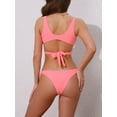 thumbnail image 3 of DARING DIVA Women's Wide Strap O Ring Cut Out Bikini Sets Medium Fluorescent Pink, 3 of 6