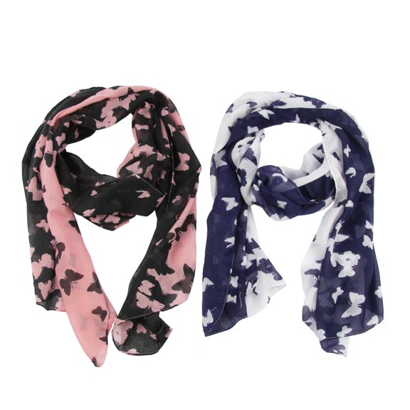 Gold Coast Women's Butterfly Print Scarf 2PC Set