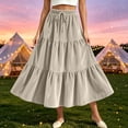 thumbnail image 2 of Ihhxva Pleated Skirt for Women Velvet Tiered Long Drawstring Maxi Elastic Waist Winter Holiday Gathering S-2XL, 2 of 9