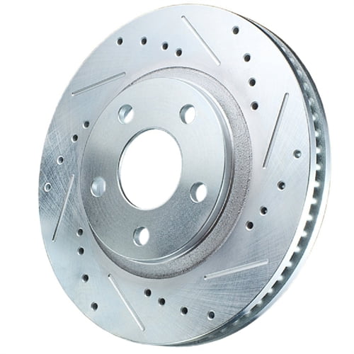 Rear Disc Brake Rotor Performance Drilled Slotted Zinc Coated Kit Pair for Ford