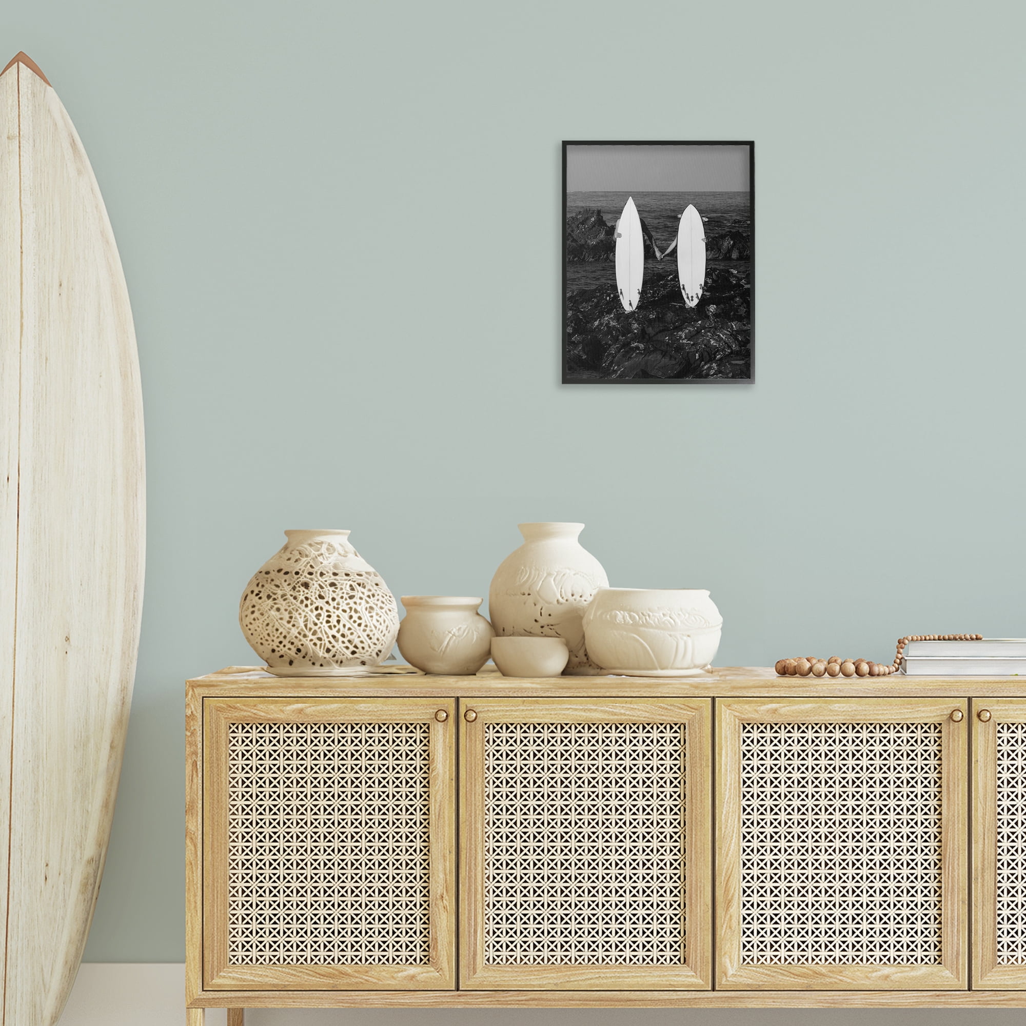 Stupell Industries Romantic Surfer Couple Sports Photography Black Framed Art Print Wall Art, 16 x 20