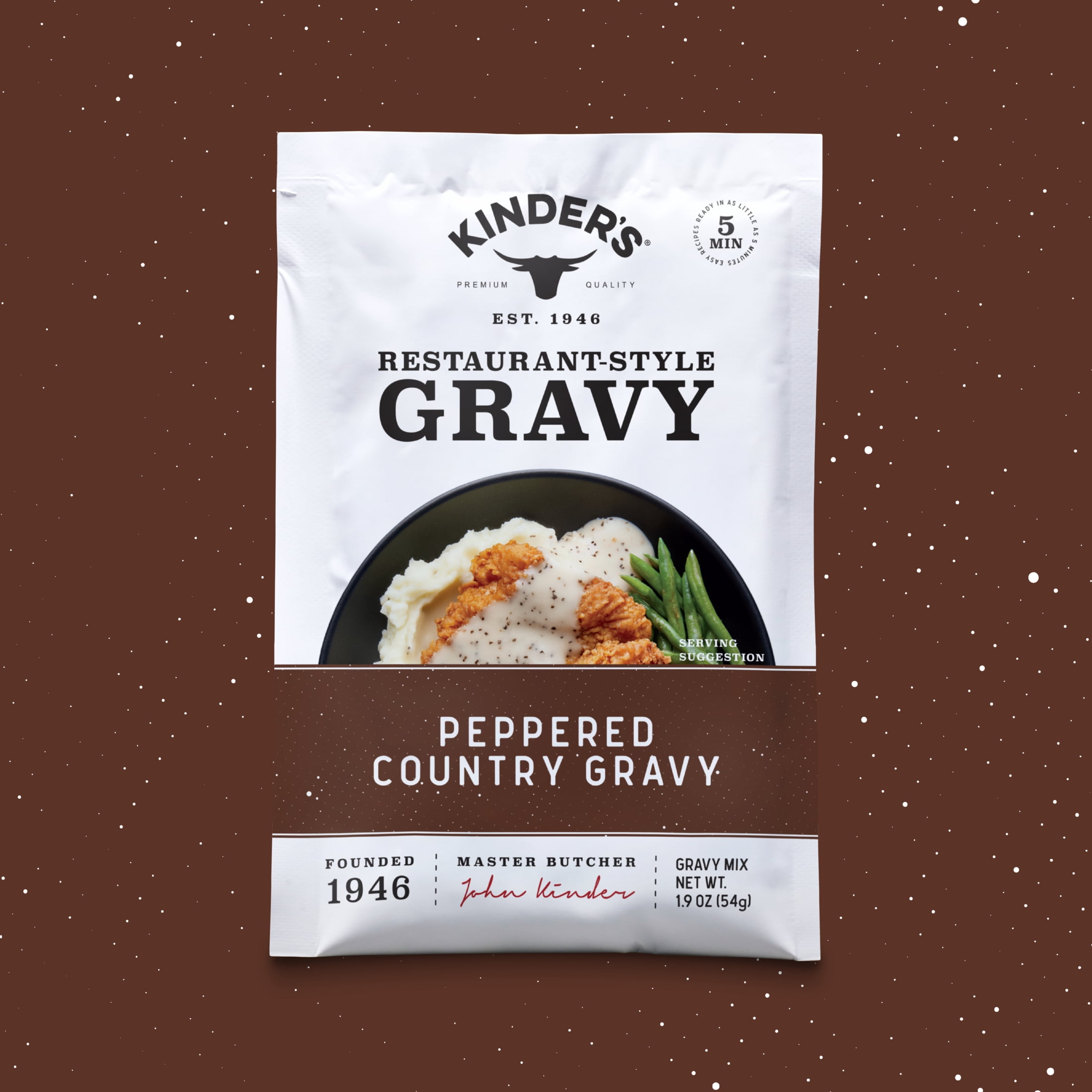 Kinder's Peppered Country Gravy Dry Seasoning, 1.9 oz Packet