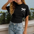 thumbnail image 2 of SOFTCCLO Girls Tshirts Short Sleeve Crewneck Graphic Tees Cute Bow Print Waist Cinched Stylish Casual T-Shirts for Girls Size 3-4Y, 2 of 5