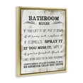 thumbnail image 3 of Stupell Industries Bathroom Rules Funny Word Wood Textured Design Metallic Gold Framed Floating Canvas Wall Art, 16x20, by Daphne Polselli, 3 of 9