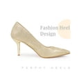 thumbnail image 5 of BLISSFUL STEP Pointy Toe Stiletto Heel Wedding Sparkly Heels Pumps for Women Gold 5.5, 5 of 7