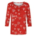 thumbnail image 5 of Xuyuer Valentine's Day Print Quarter Sleeve Jacket - Lady's Loose-Fit Casual Crew Neck 3/4 Length T-Shirt Style Top for Romantic Getaways, Cozy Date Nights & Love-Themed Layered Outfits, 5 of 7