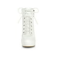 thumbnail image 6 of BLISSFUL STEP Women's Platform Lace Up Strap Block Heels Ankle Boots White 10, 6 of 7