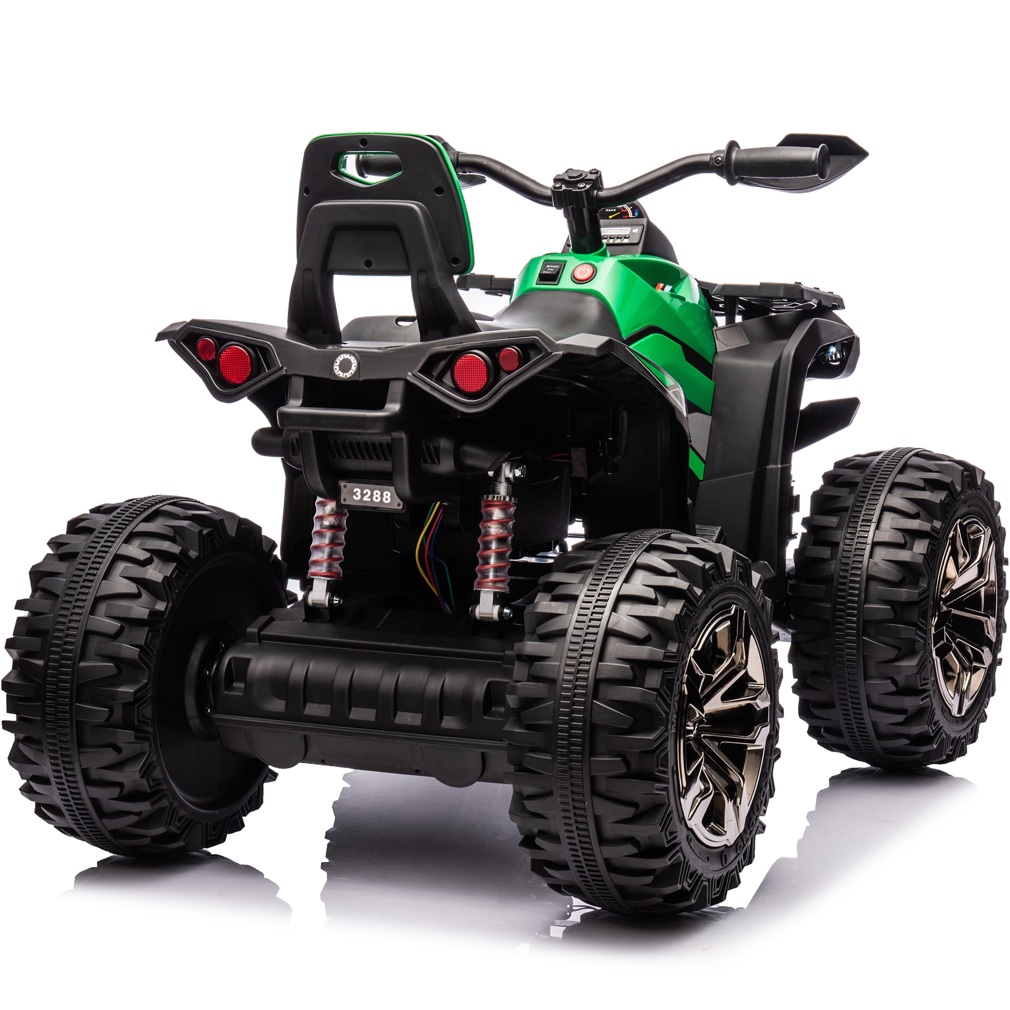 800W Dirt Quad w/ Remote Control - 24V Powered Ride on ATV, Electric Powerful 4-Wheeler for Big Kids, Up to 5.5 mph, Knee Pads, Green