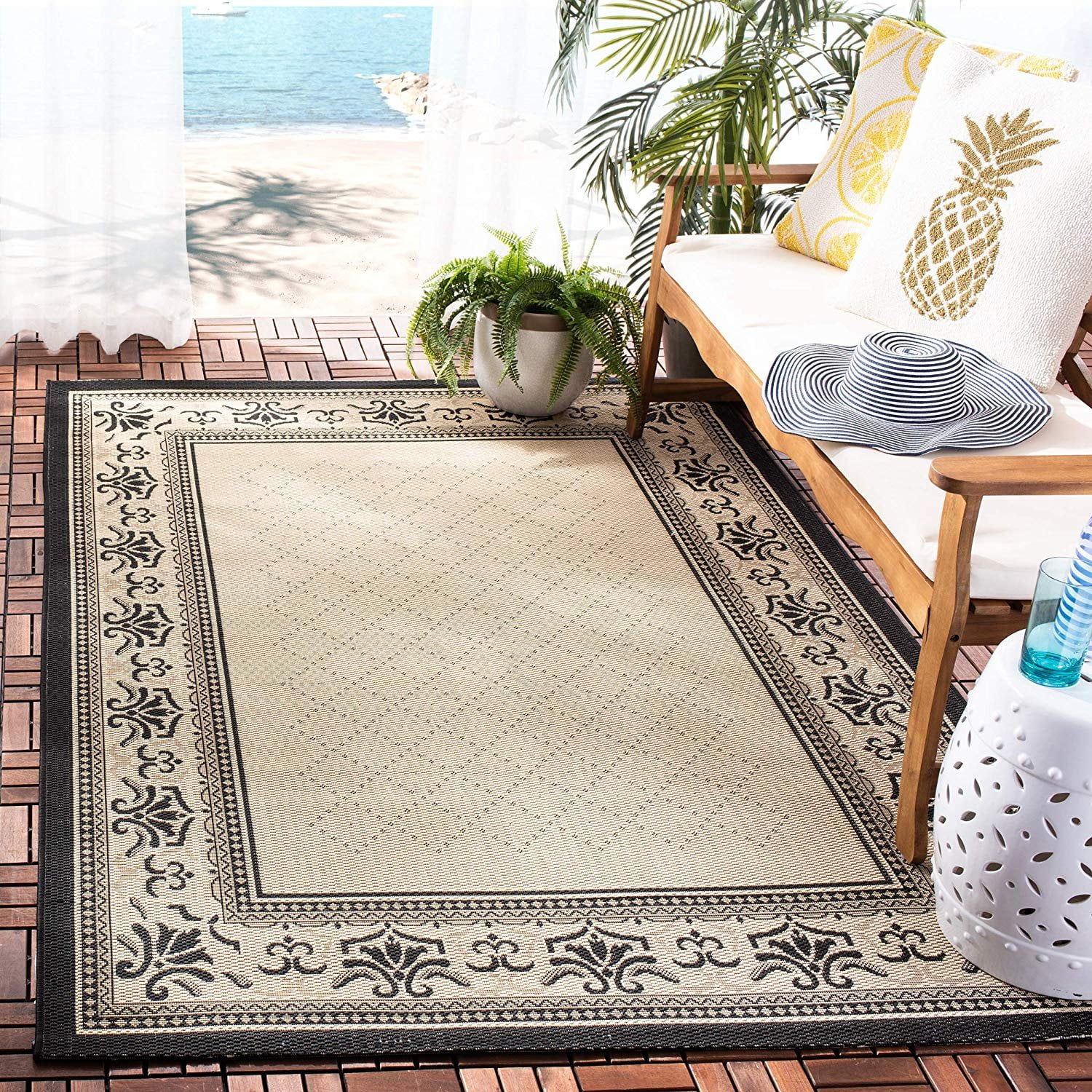 Safavieh Courtyard Collection CY0901-3901 Sand and Black Indoor
