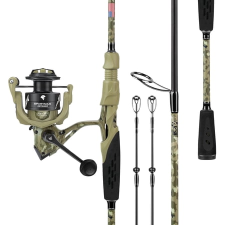 KastKing Spinning Fishing Rod and Reel Combo Spin-6 6 Ml-2000 Reel (2pcs+ Extra Tip) KastFlex IM7 Graphite PTS System EVA Handles Spartacus Defender