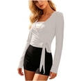 thumbnail image 4 of WAGUTH Women's Wrap V-Neck Sun Protection Tops Soft Breathable Tie Waist Yoga Cover Up Long Sleeve Slim Fit Athletic Workout Shirts, 4 of 4