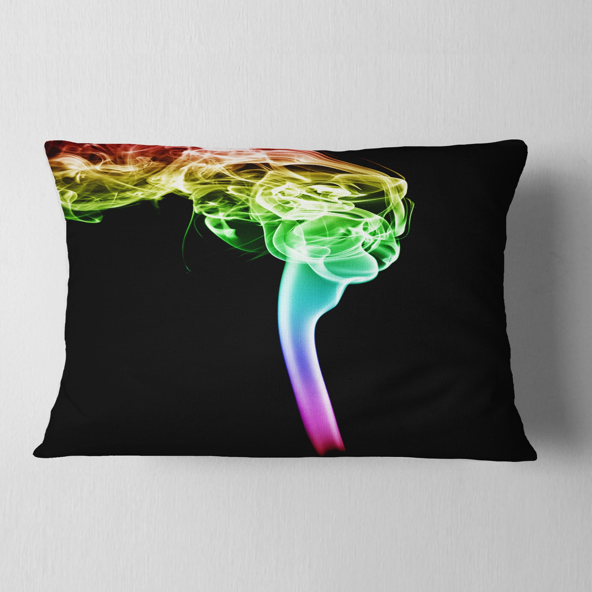 Designart Isolated Abstract Smoke on Black - Abstract Throw Pillow - 12x20