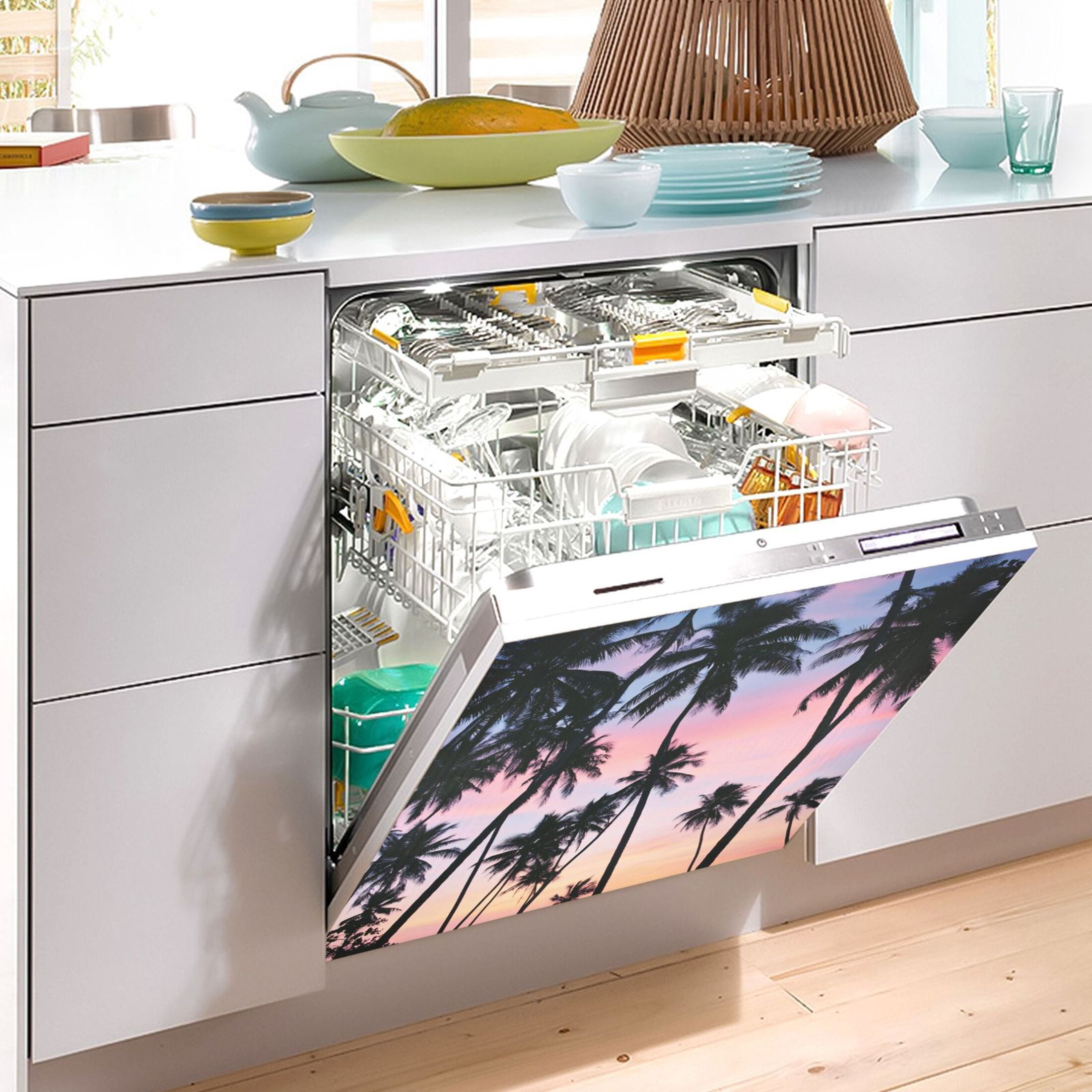 Dishwasher Magnetic Sticker 23x26 Inch Refrigerator Magnetic Sticker Washing Machine Magnetic Sticker Kitchen Panel Magnetic Sticker Home Decor California Coconut Tree