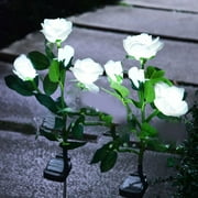 Dvkptbk Solar Light Solar Garden Lights - 4 Head Floral Sway Light Solar Light-Solar Sway Lights- Sway with The Wind- Solar Outdoor Lights- Solar Garden Decorative Lights- Patio Ya
