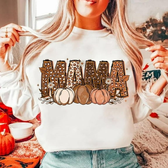 Fall Mama Sweatshirt, Leopard Pumpkin SWEAT Sweatshirt for Moms, Autumn Coquette Shirt, Trendy Fall Vibes Top, Cute Seasonal Graphic for Women