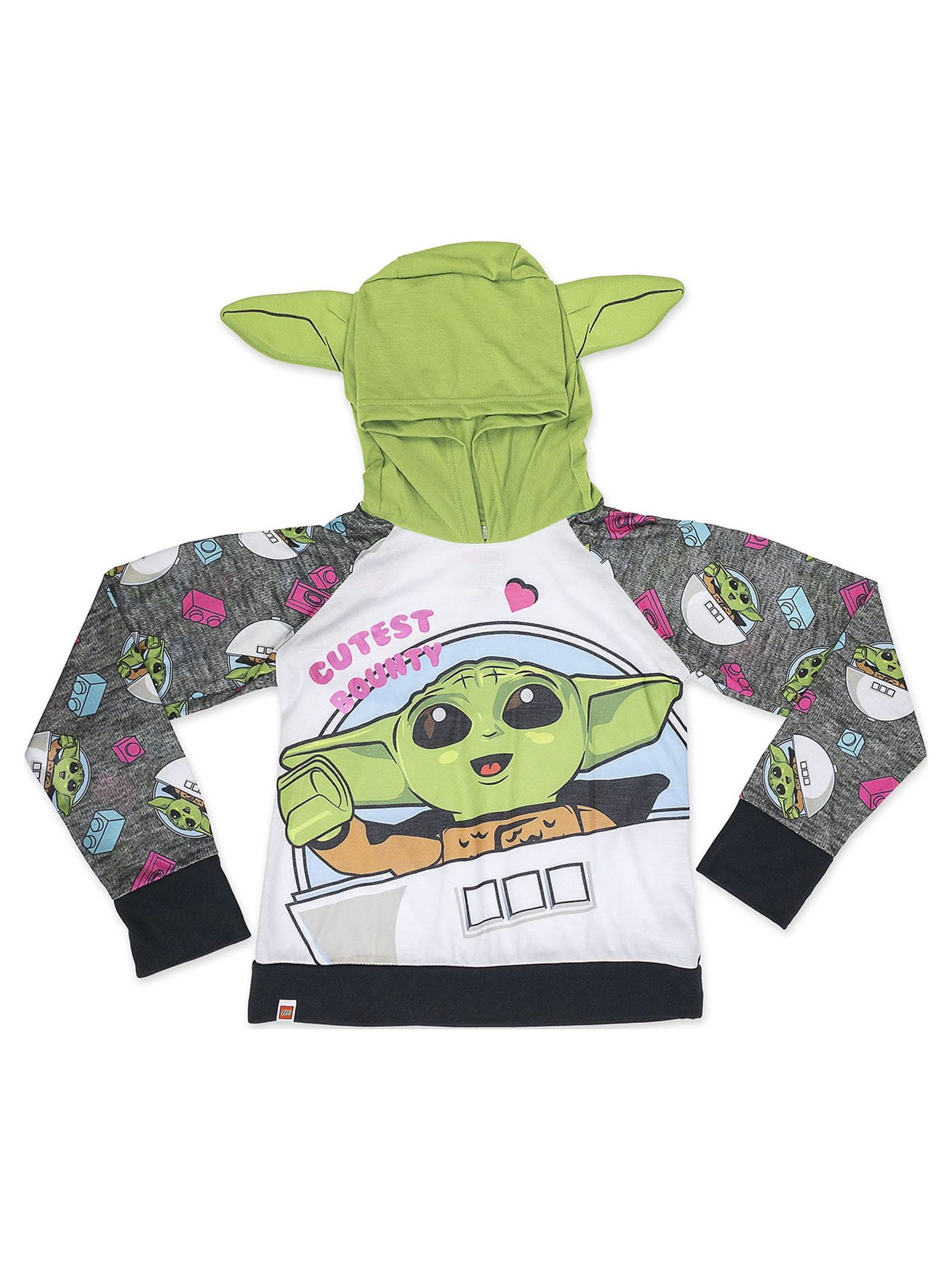 Lego Baby Yoda Girls 2 Pc Hooded Pajama Set; Sizes 4-12
