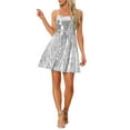 thumbnail image 1 of VESTIDO DE MUJER INSPIRE CHIC Con Tirantes Ajustables y Lentejuelas Brillantes Vestidos Mini A-Line M Plata, 1 of 6