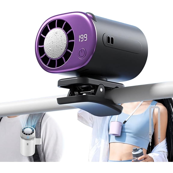 2026 Car Clip on Air Conditioner Fan with LED Display - 360° Rotation, 199 Speeds Adjustable, 16℃ Semi-Cooling Wide Clamp Detachable, for Car Seat, Office, Home