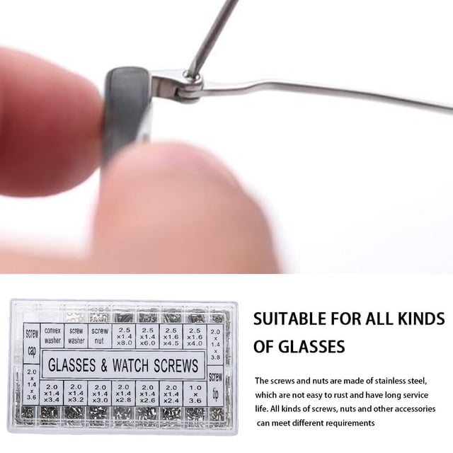 Baohd Kit de Réparation de Lunettes Petit Assortiment de Réparation Optique Vis de Réparation Remplaçant le Composant de Remplacement d'Accessoires 1000pcs