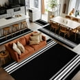 thumbnail image 5 of 2.7x5 Area Rugs, Black Striped Non-Skid Rubber Backing Large Rectangle Rugs - Living Room Bedroom Home Office, Farmhouse Black White Stripes Indoor Floor Mat Carpets Washable Rug, 5 of 9