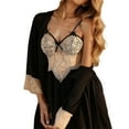 thumbnail image 2 of Robe Sets for Women Satin Lace Kimono Robe and Spaghetti Strap V Neck Backless Ruffle Nightgown 2 Piece Pjs Set, 2 of 6
