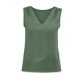 thumbnail image 6 of LNWUY Women Tank Tops Ruched Shoulder Dressy Blouse Business Casual Outfits Sleeveless V Neck Shirt Beach Vacation Clothes Green S, 6 of 6