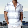 thumbnail image 4 of IWRICH Mens Plaid Button down Plus Size Shirts Short Sleeve Casual Summer Shirt Dress Shirts with Pocket 12-White XL, 4 of 6
