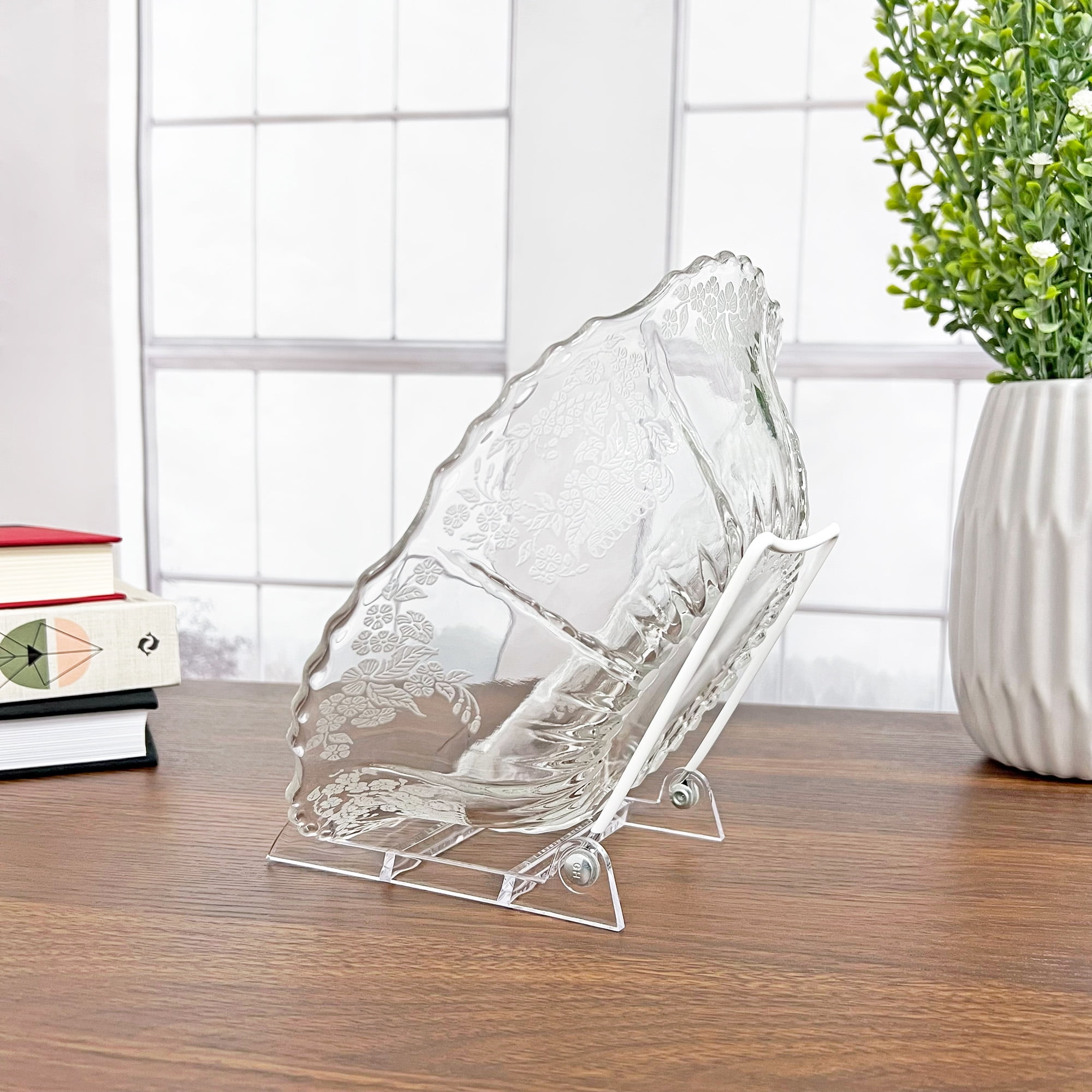 Gibson Holders 3PL Adjustable White Wire and Clear Acrylic Display Easel, 3.875" W x 5.375" D x 5.25" H, Pack of 12