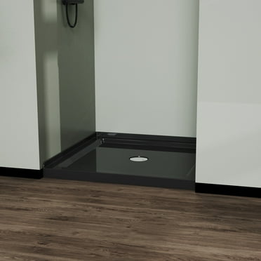 JimsMaison 36"x 36" Square Shower Base,Single Threshold Shower Pan Center Drain,Black