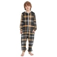 thumbnail image 2 of Coffee Colored Checkered Pattern One Piece Pajamas Soft Jumpsuit Cozy Sleep and Play Romper Zipper and Pockets 4T, 2 of 8