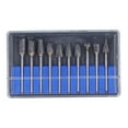 thumbnail image 1 of 10 piezas Juego de cabezales de amoladora de carburo de tungsteno con lima rotatoria para carpintería, corte doble, plata (caja azul), 1 of 9