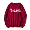 thumbnail image 3 of Christmas Believe Sweatshirts for Women 2025 Long Sleeve Crewneck Graphic Sweatshirt Holiday Pullover Tops, 3 of 5