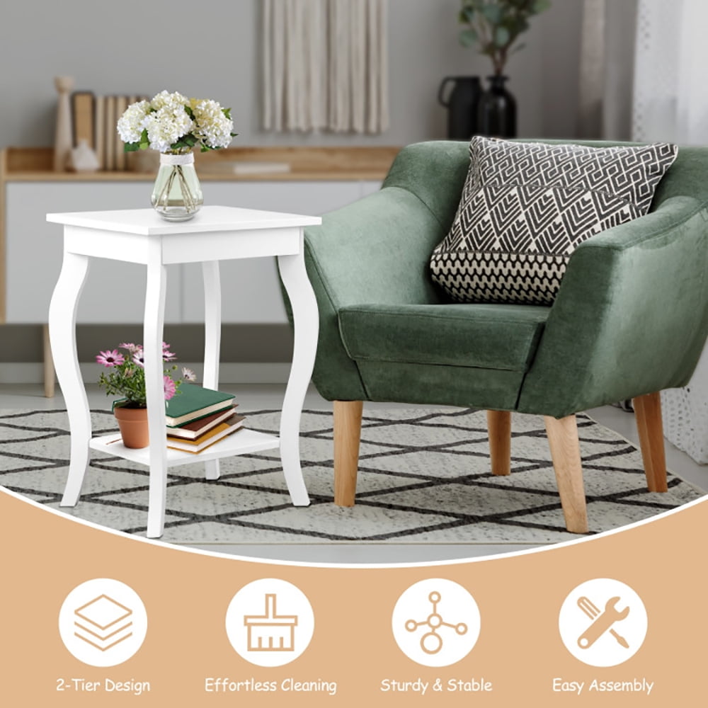 Finihen Set of 2 End Side Table, Square Nightstand, Sofa Table Night Stand with Shelf, for Living Room, Bedroom, White Finihen Set of 2 End Side Table, Square Nightstand, Sofa Table Night Stand with Shelf, for Living Room, Bedroom, White