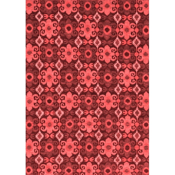 Ahgly Company Indoor Rectangle Abstract Red Modern Area Rugs, 8' x 12'