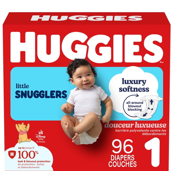 Huggies Little Snugglers Baby Diapers, Size 1 (8-14 lbs), 96 Count